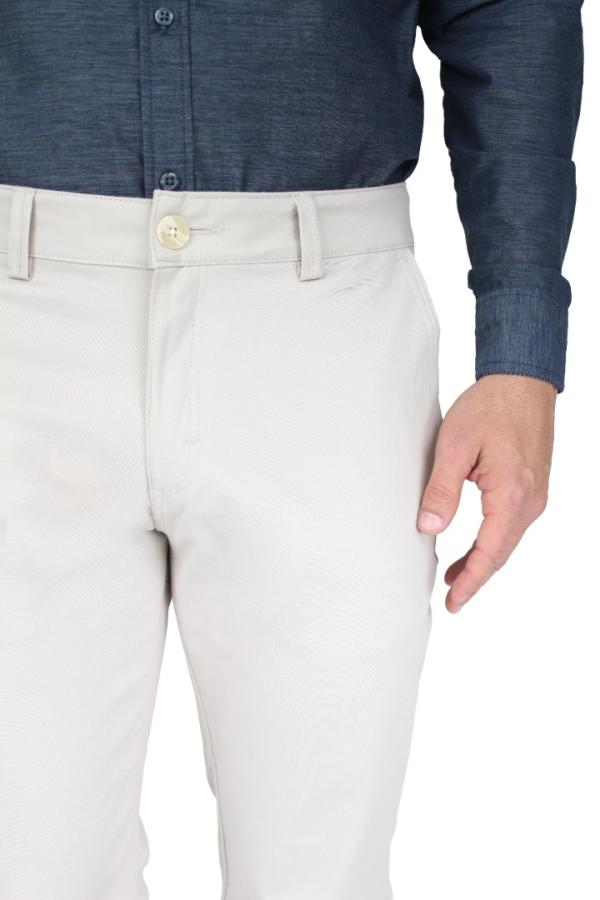Pantalón Color Arena Stretch Slim Fit De Algodón Para Caballero